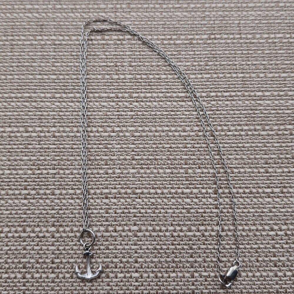 20 Inch Sterling Silver Unisex Anchor Pendant Necklace A3378